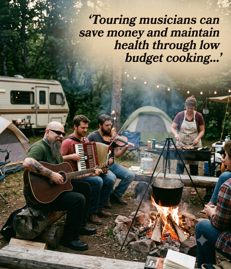 Touring musicians can save money and maintain health through low budget cooking, utilizing simple strategies and essential gear for meals on the road.